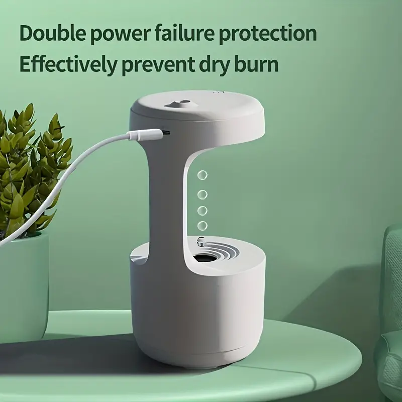 Réveil et Humidificateur d'air gouttelettes d'eau Anti-gravité 800ml 5