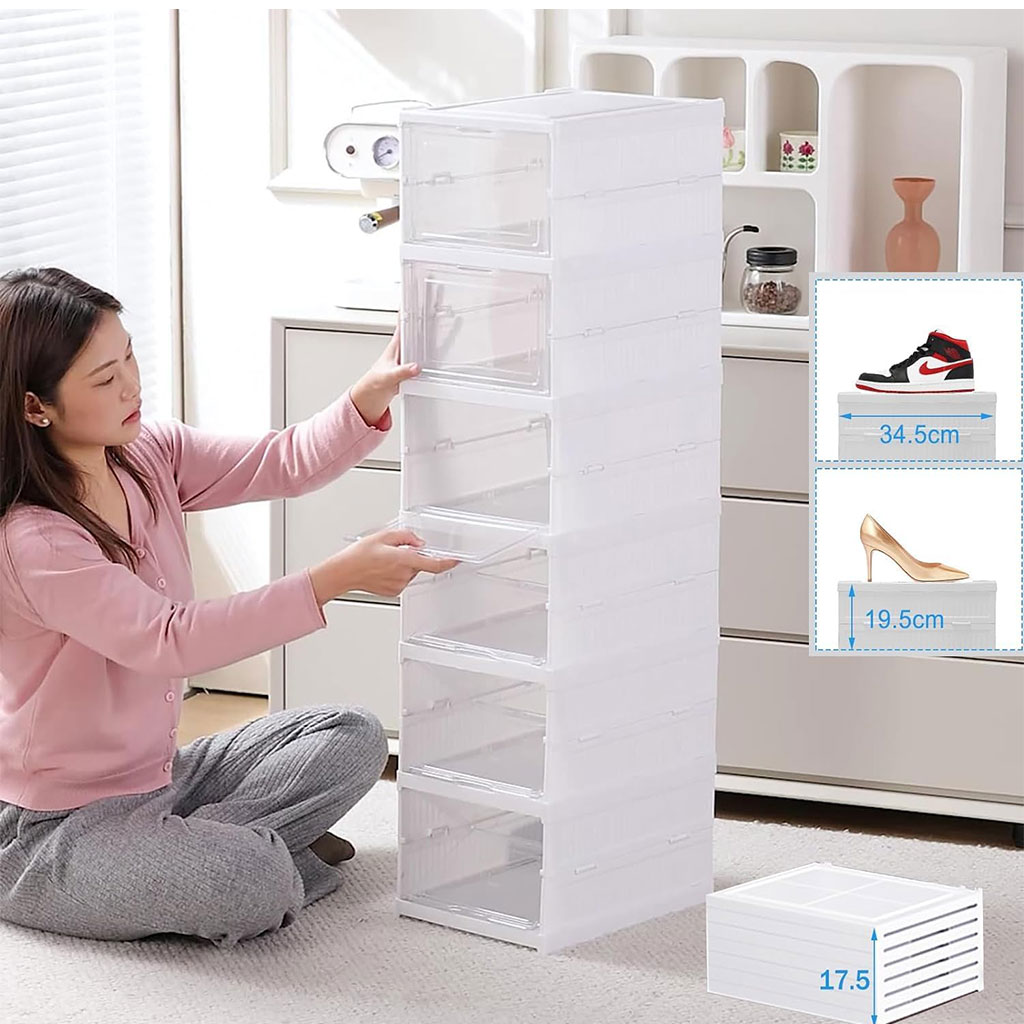 Étagère à chaussures pliable transparente à 6 niveaux facile à ranger - منظم أحذية قابل للطي وسهل التركيب 8