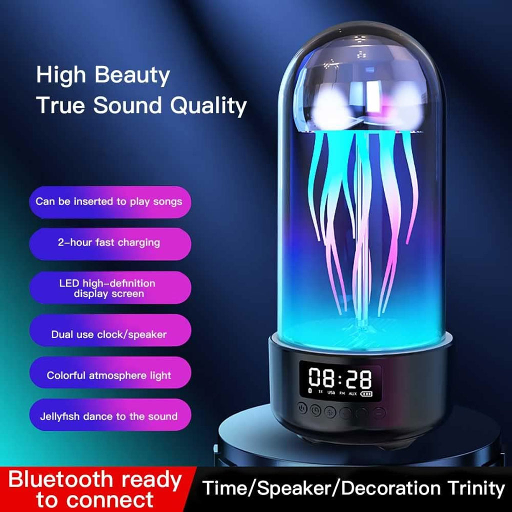 Haut-parleur Bluetooth Méduse, Aquarium avec lumière d'ambiance 7 couleurs 5