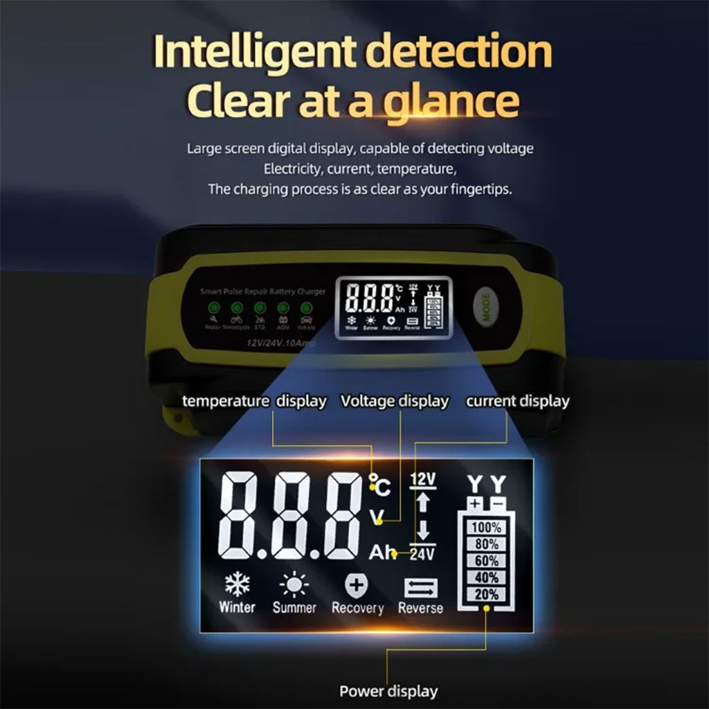 Chargeur de batterie voiture automatique intelligent 12-12v.10Amp - شاحن بطارية للسيارات 5