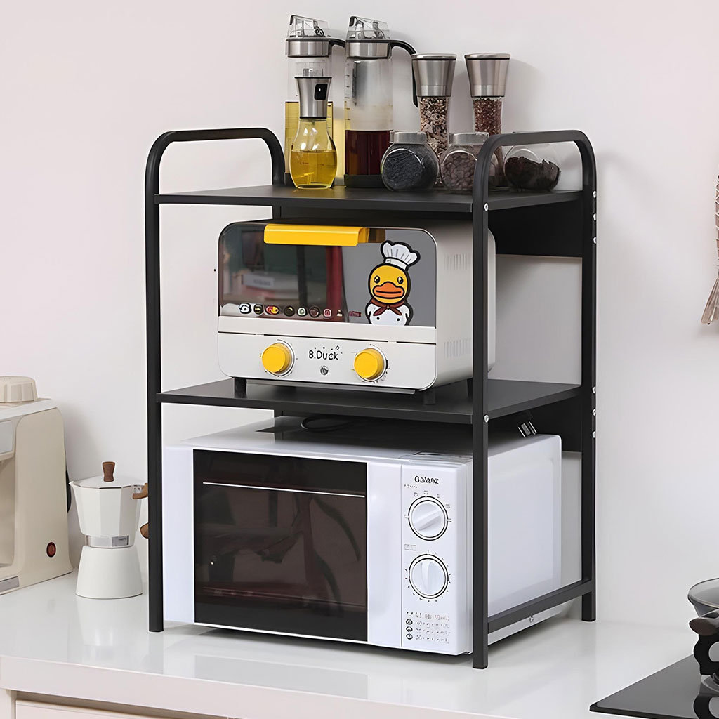 Support pour four à micro-ondes et étagère de rangement 3 étages - منظم أغراض وحامل ميكروويف 1