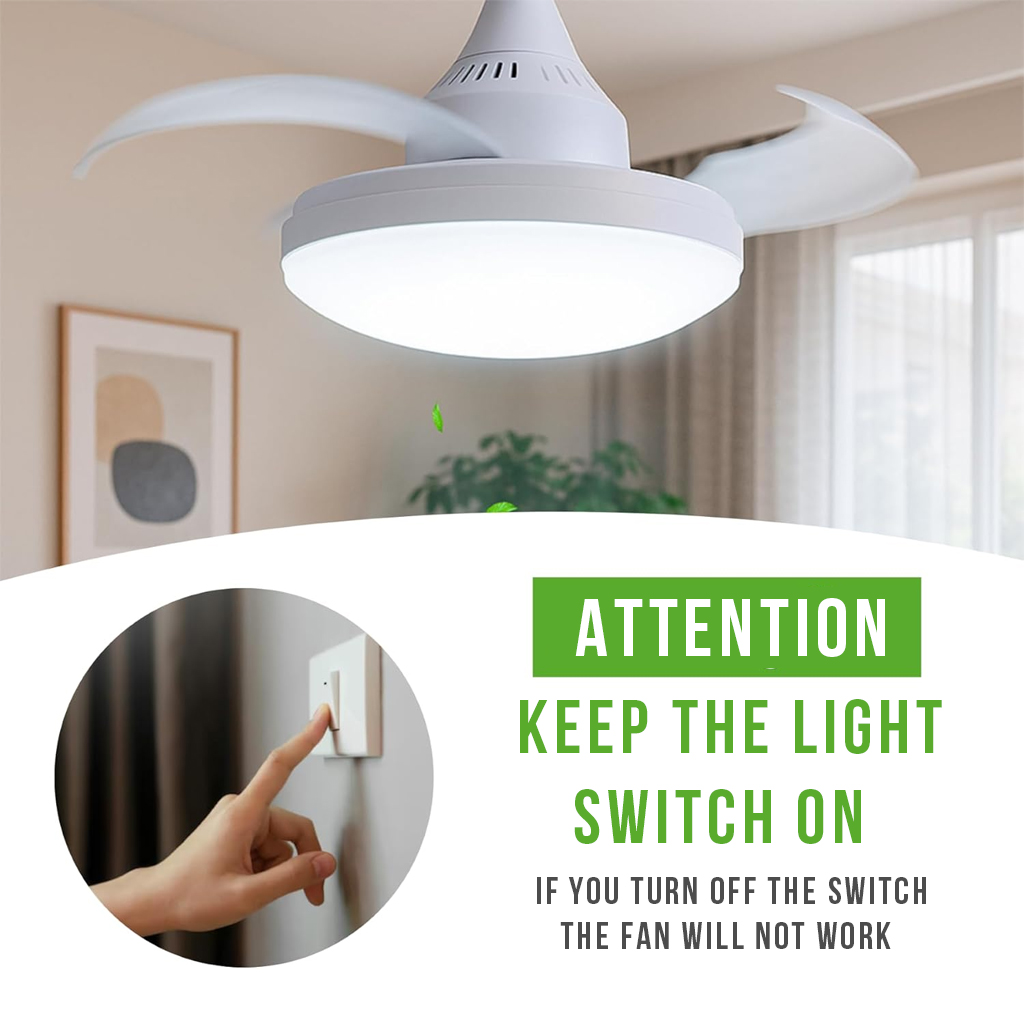 Ventilateur de plafond rétractable avec lumière réglable et télécommande 2