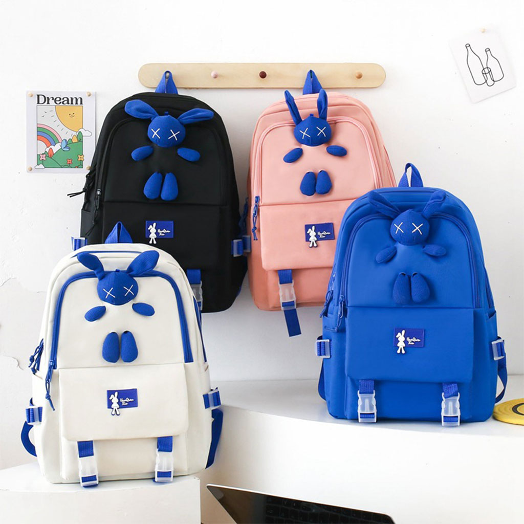 Ensemble de sacs d'école Kawai pour adolescents 4Pcs Lapin X Marron - محفظة 4 قطع كاواي بني 3