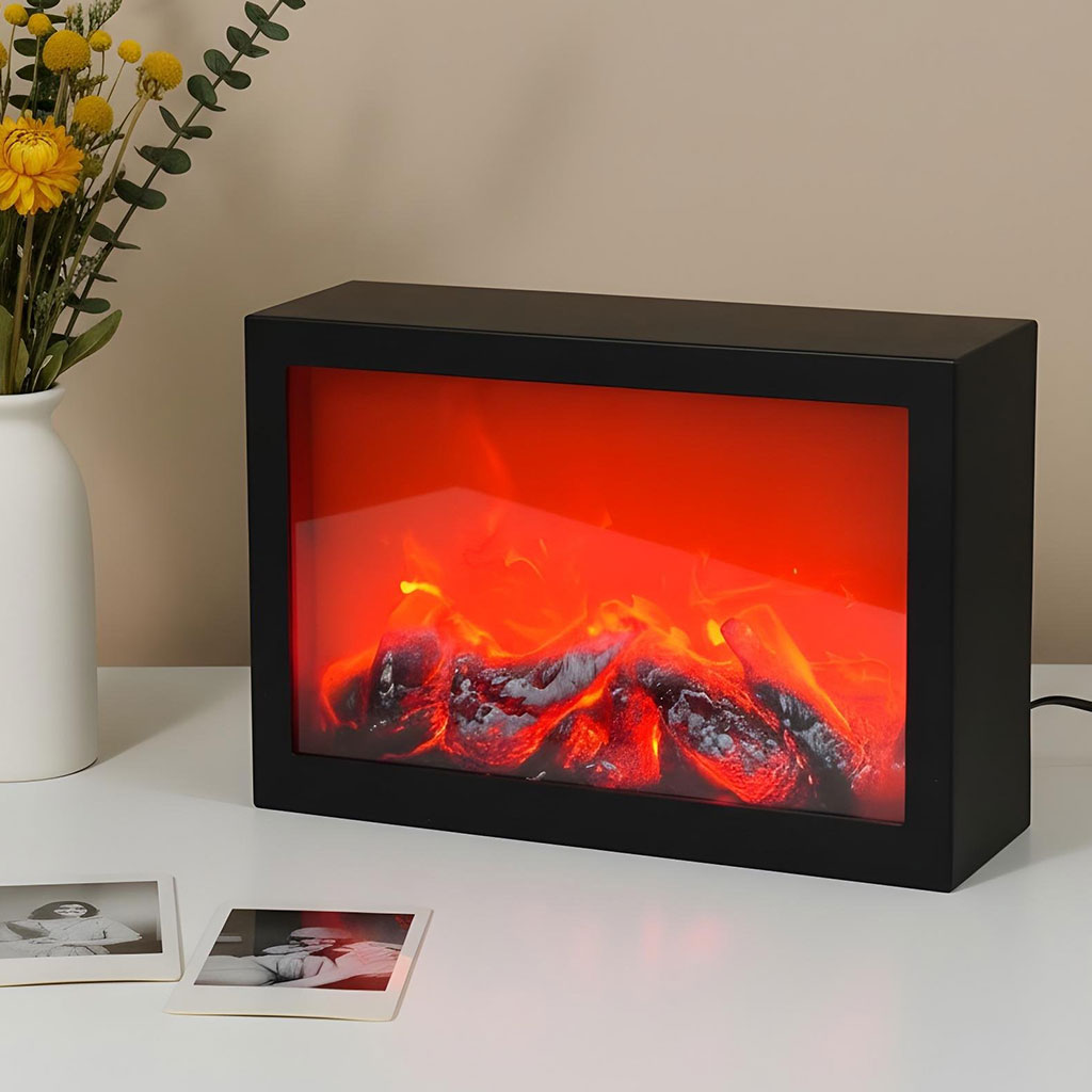 Cheminée LED décorative effet flammes forme rectangulaire V2 1