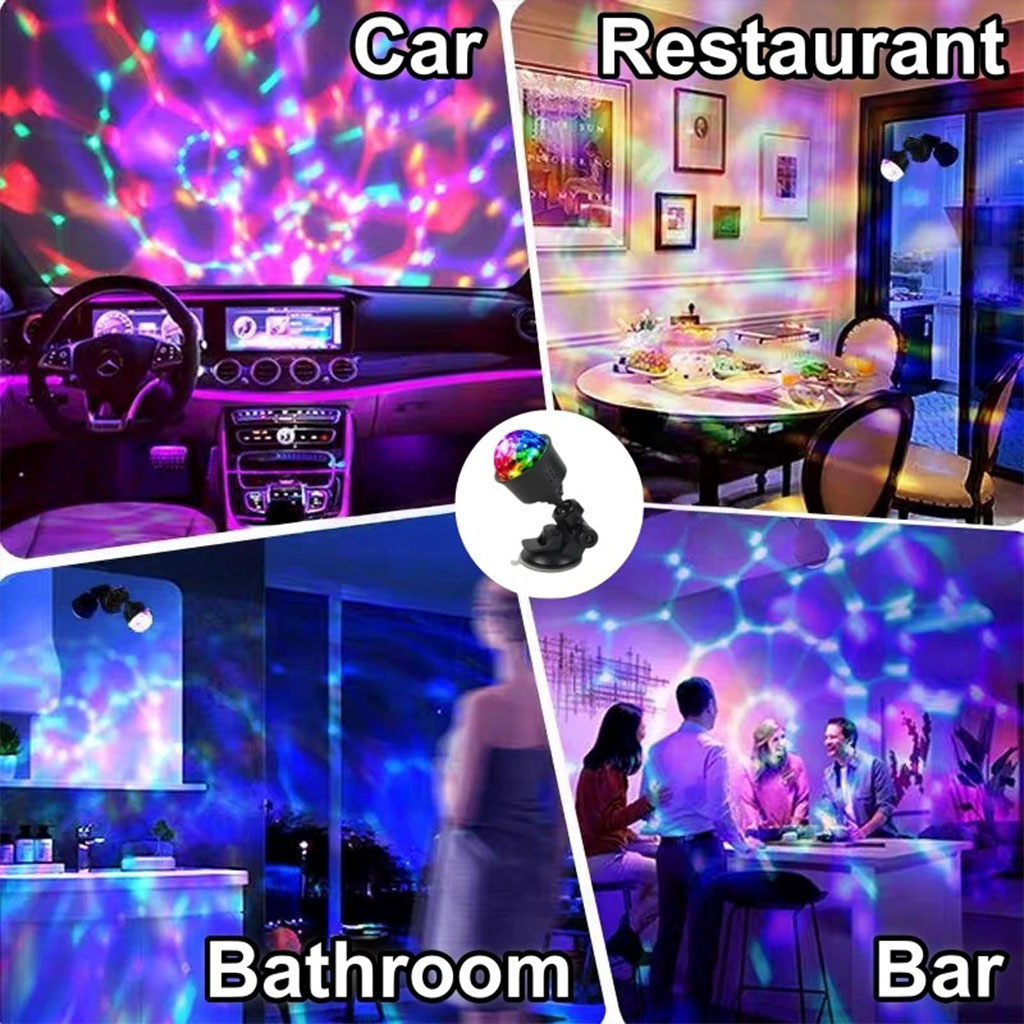 Lampe d'ambiance LED USB pour voiture avec rotation automatique RGB 2