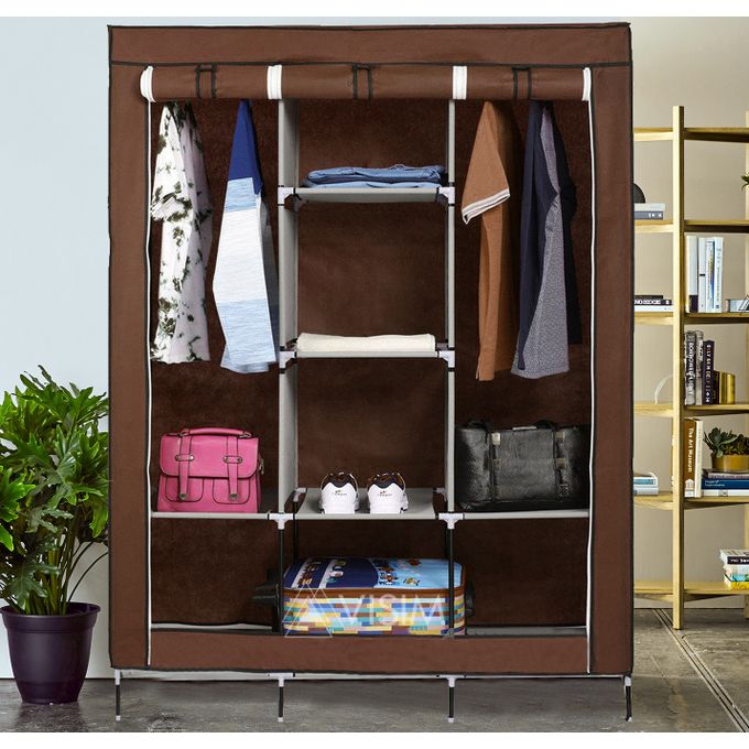Armoire De Rangement et Penderie 7 Étages Porte Cintres Et Rideau Anti-Poussière 4