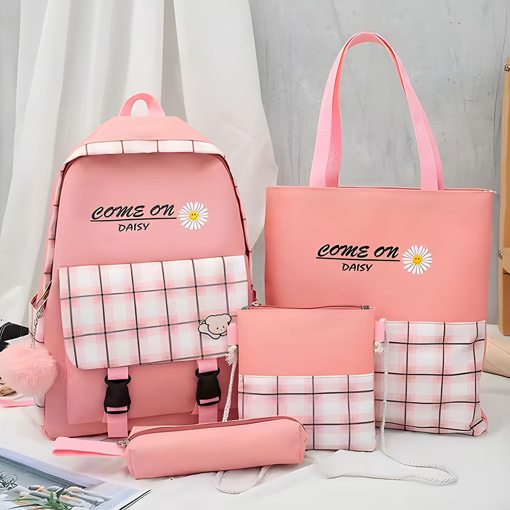 Sac à dos marguerite 4 Pcs multifonction pour femmes en toile 1