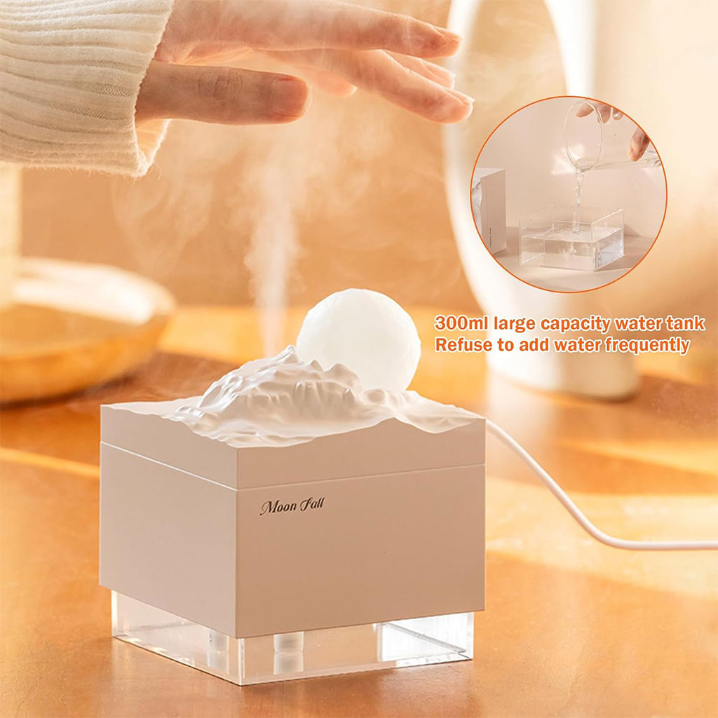 Humidificateur Cube 300 ml avec Veilleuse de Lune Colorée - معطر جو في الغرفة 6