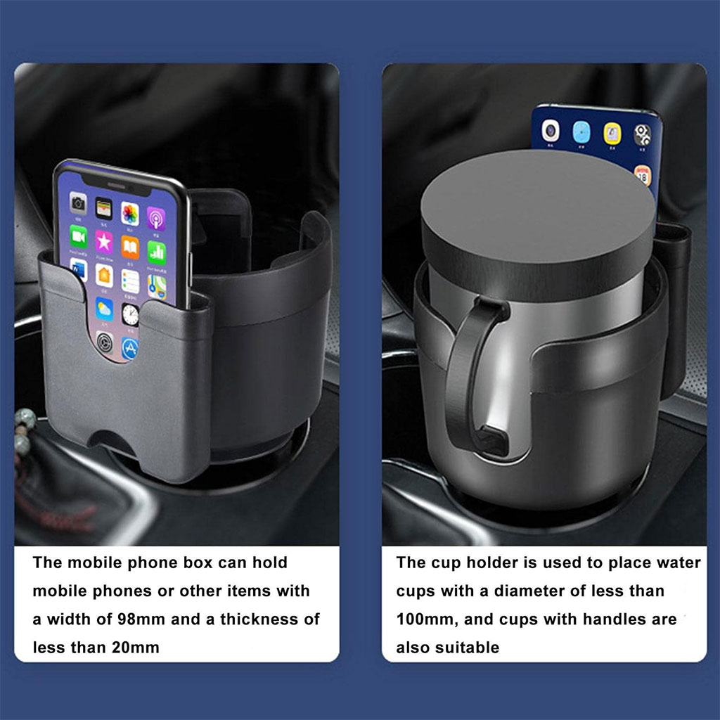 Porte Gobelet et support de chargement de téléphone pour voiture 2en1 5