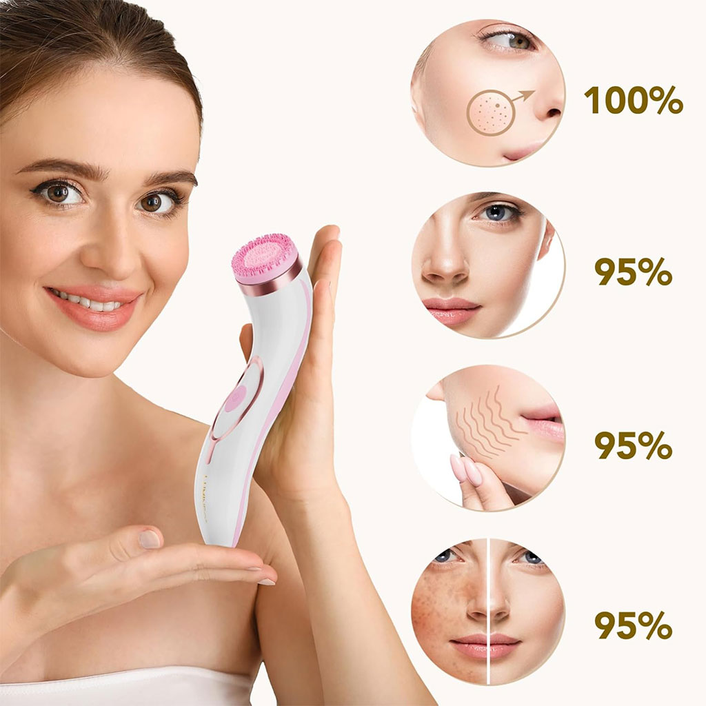 CNAIER Brosse Nettoyante Visage en Profondeur avec 3 embouts - جهاز تنظيف البشرة بعمق 4