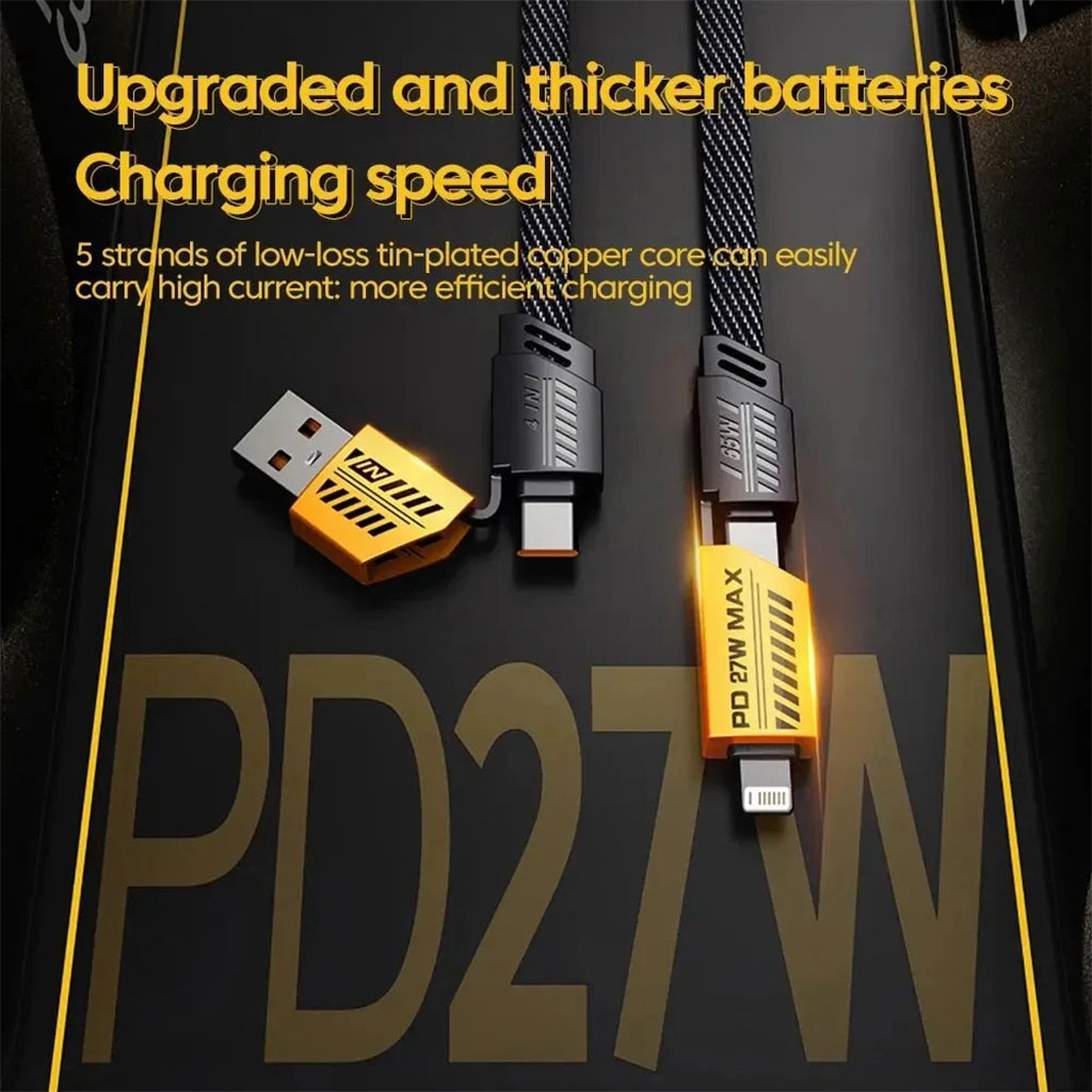 Câble de charge multifonction en nylon tressé durable 4 en 1 à double tête - شاحن سريع ومتين متعدد المنافذ 2