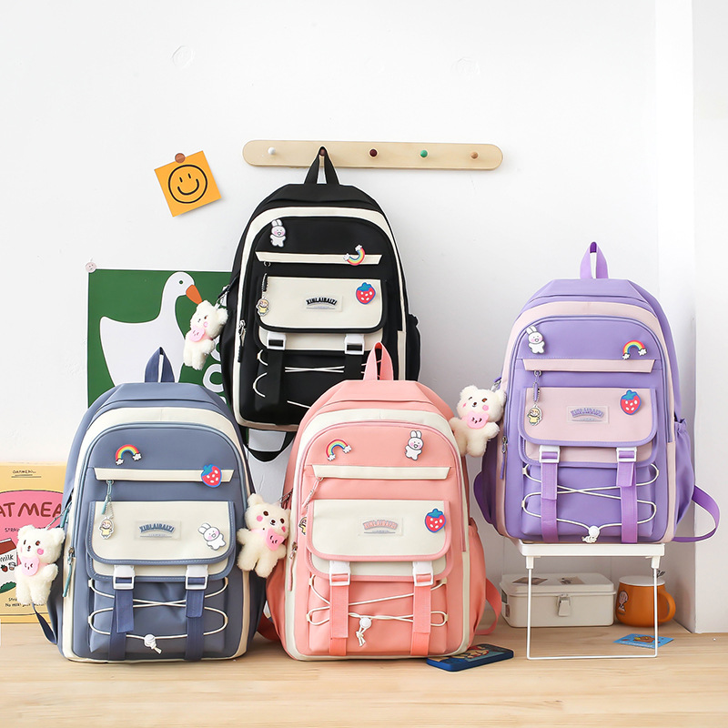 Ensemble de sacs d’école Kawai pour adolescents 4Pcs GUORANCHAO Rose – محفظة 4 قطع كاواي وردي 2