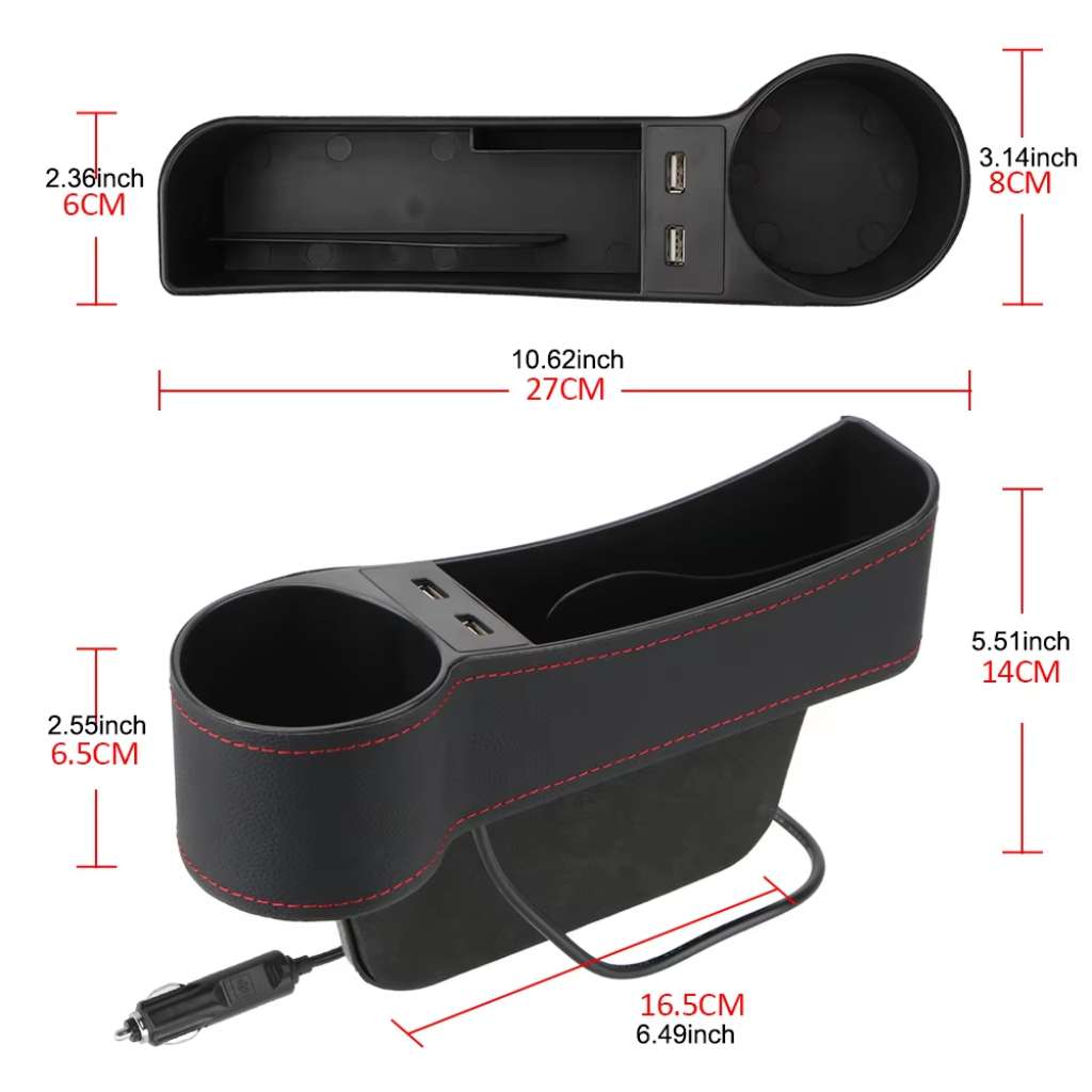 Organisateur Latéral de Console avec Chargeur USB et Porte-Gobelet – منظم جانبي لسيارة مع شاحن USB وحامل أكواب 4