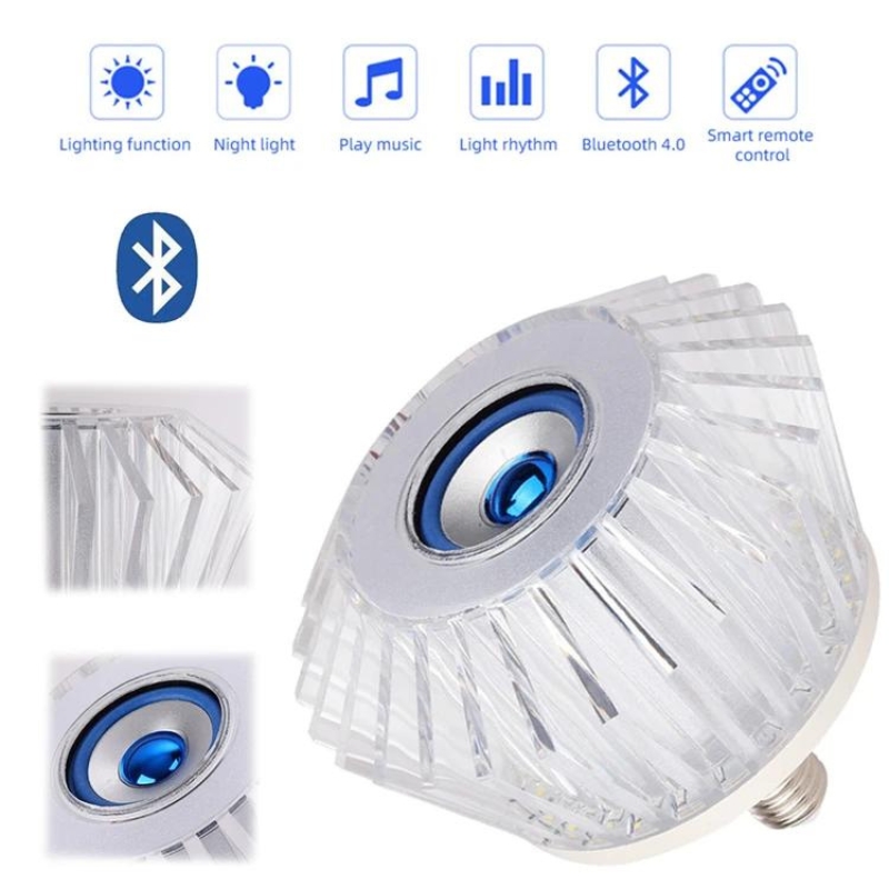 Ampoule musicale LED haut-parleur intégré Crystal Avec Bluetooth et télécommande 24W 2