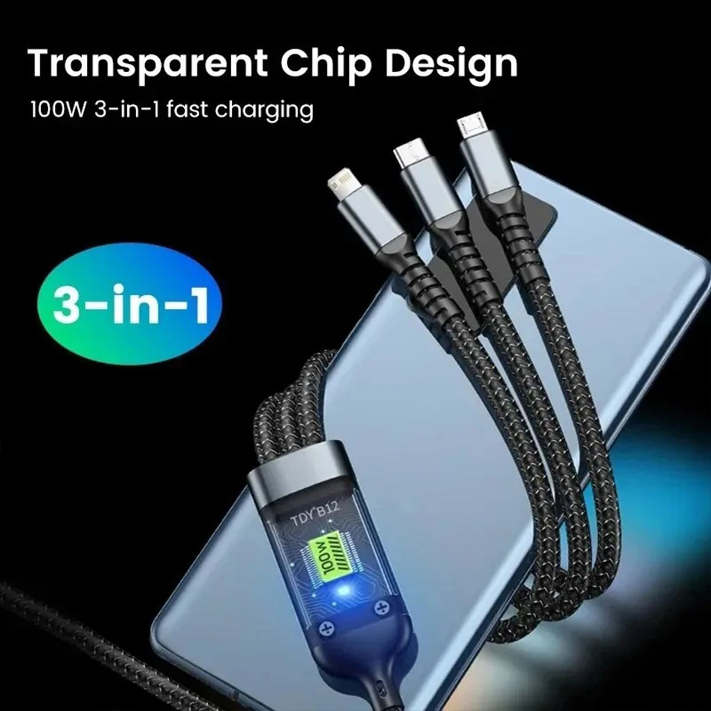 Câble USB 3en1 100W Charge rapide pour tout Type de Smartphone - كابل شحن سريع 2