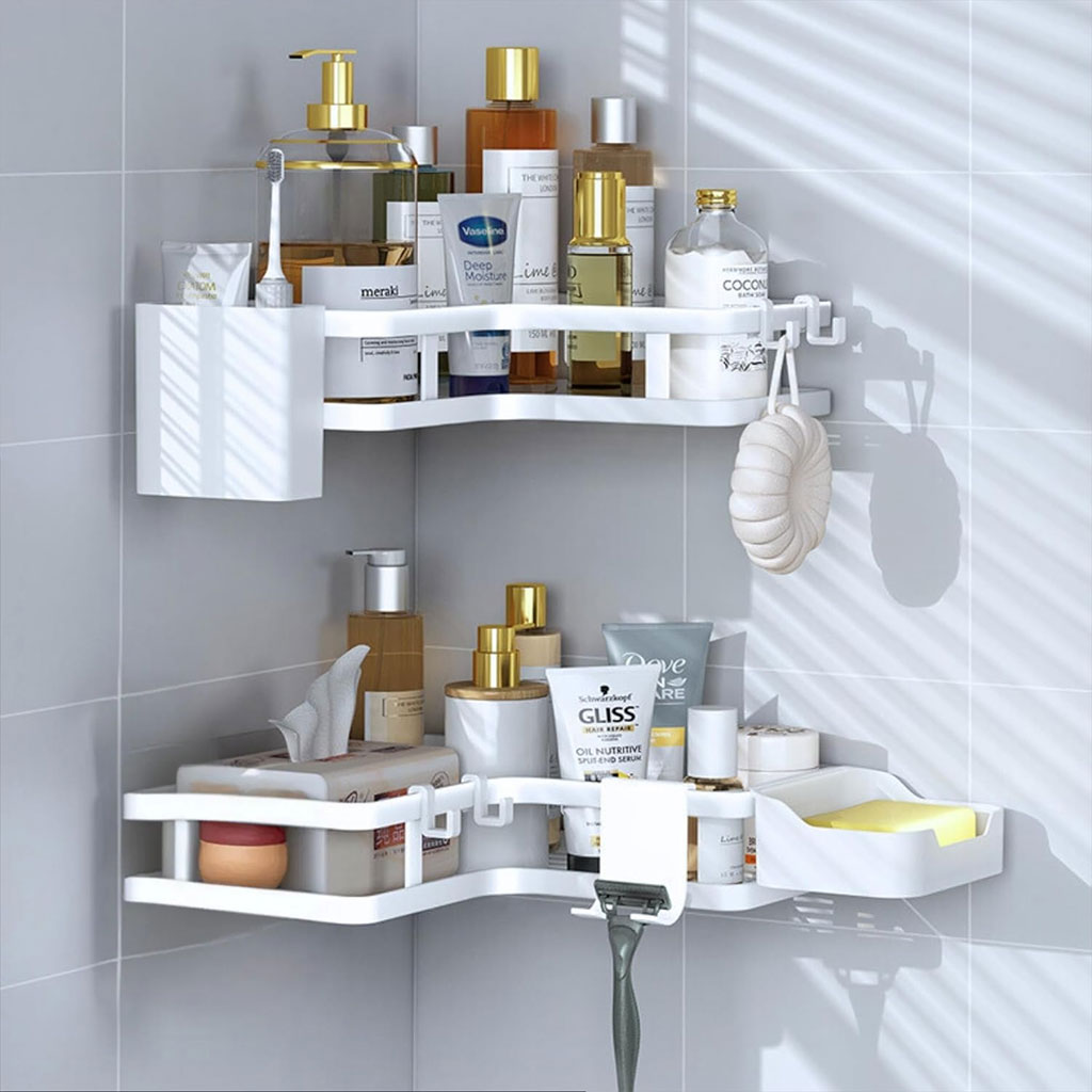 Étagère de rangement pour salle de bain 4pcs en acier inoxydable – طقم رفوف تنظيم للحمام 1