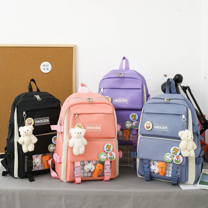 Ensemble de sacs d’école Kawai pour adolescents 4Pcs HAOLIDA V1 Mauve – محفظة 4 قطع كاواي بنفسجي 2