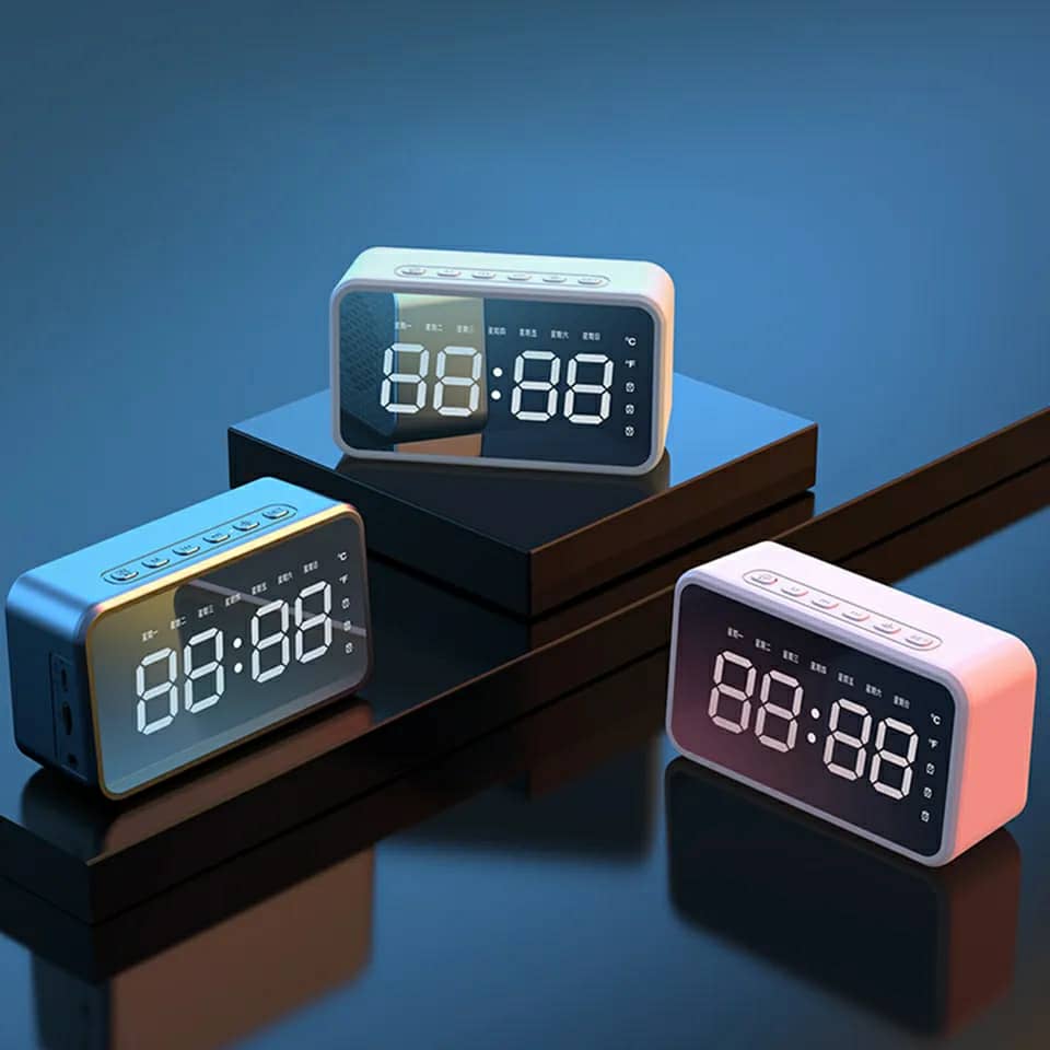 Réveil intelligente sans fil Bluetooth haut-parleur LED FM,AUX ,TF 4
