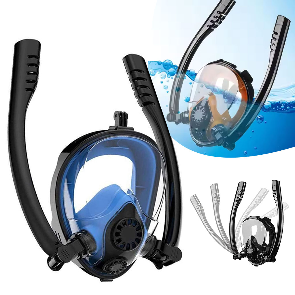 Masque de Plongée Intégral 180 ° Grande vue Anti-buée avec Double Tubes- قناع غوص إحترافي 1