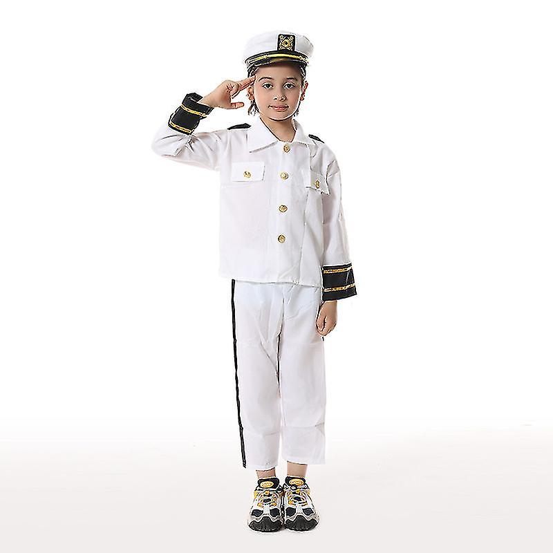 Costume Capitan Marine pour Enfant 5-7 ans Chemise, Pantalon, Chapeau, 7