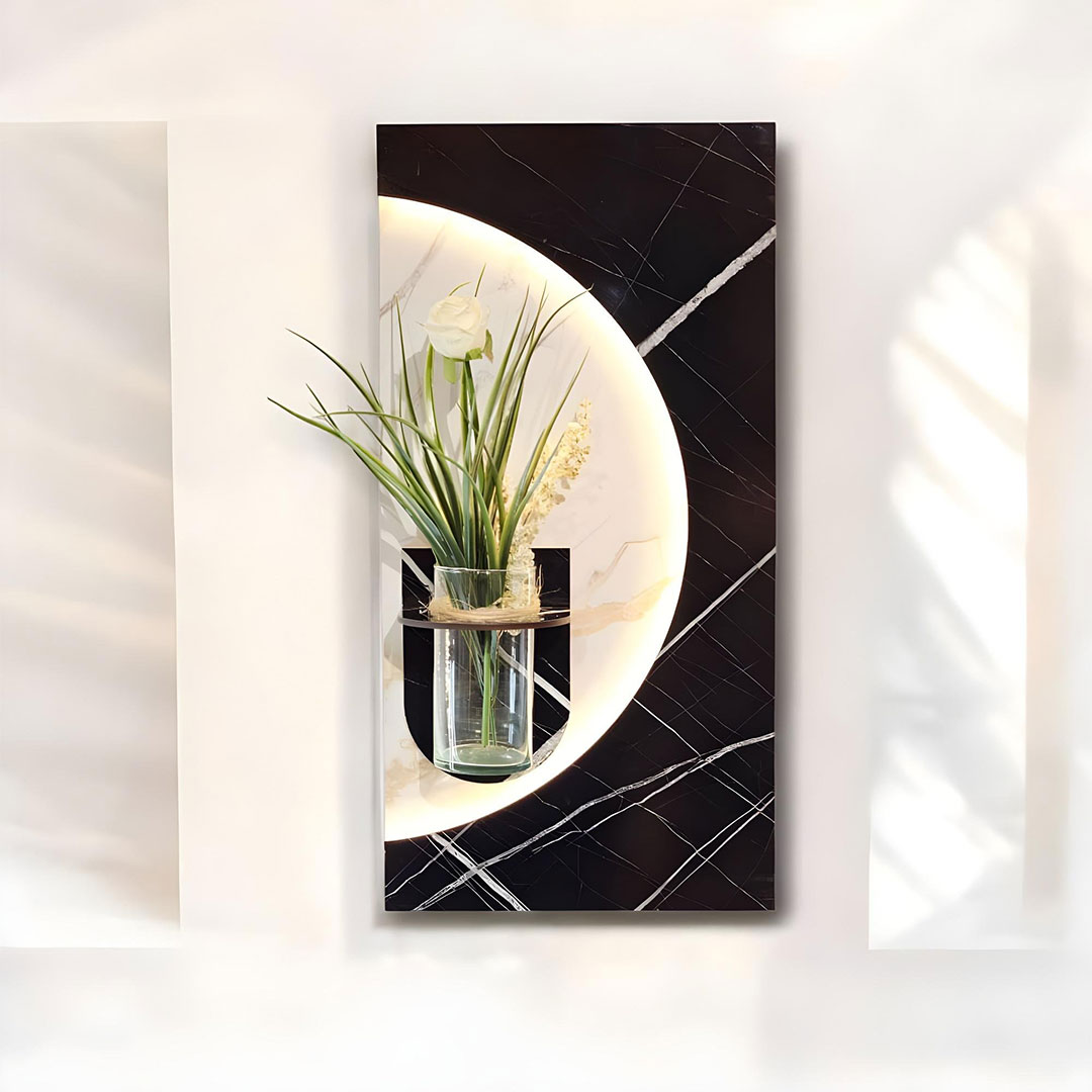 Panneau Mural Décoratif avec Éclairage LED Design Moderne en Bois V4 1