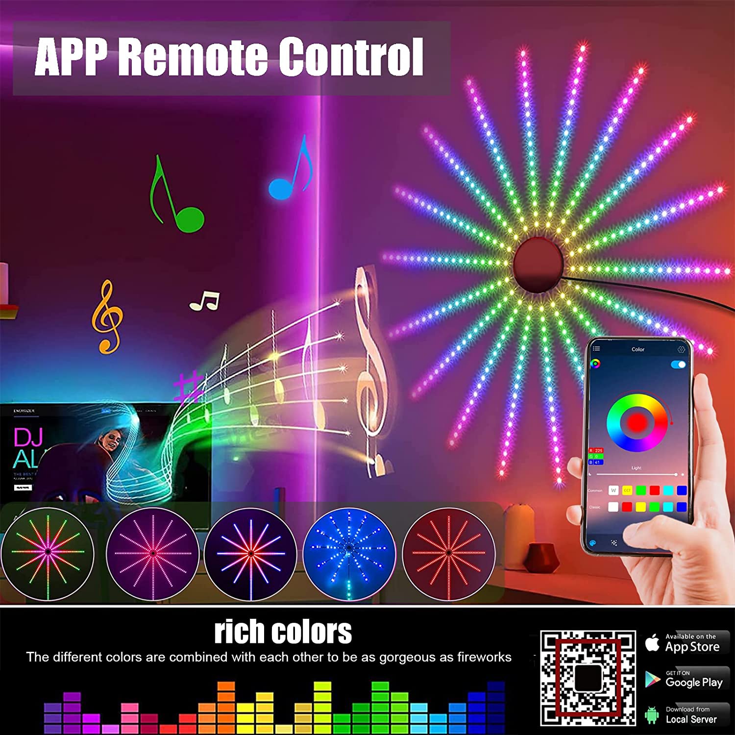 feux d’artifice App Smart Control IC Led RGB Light décoration de la maison 4