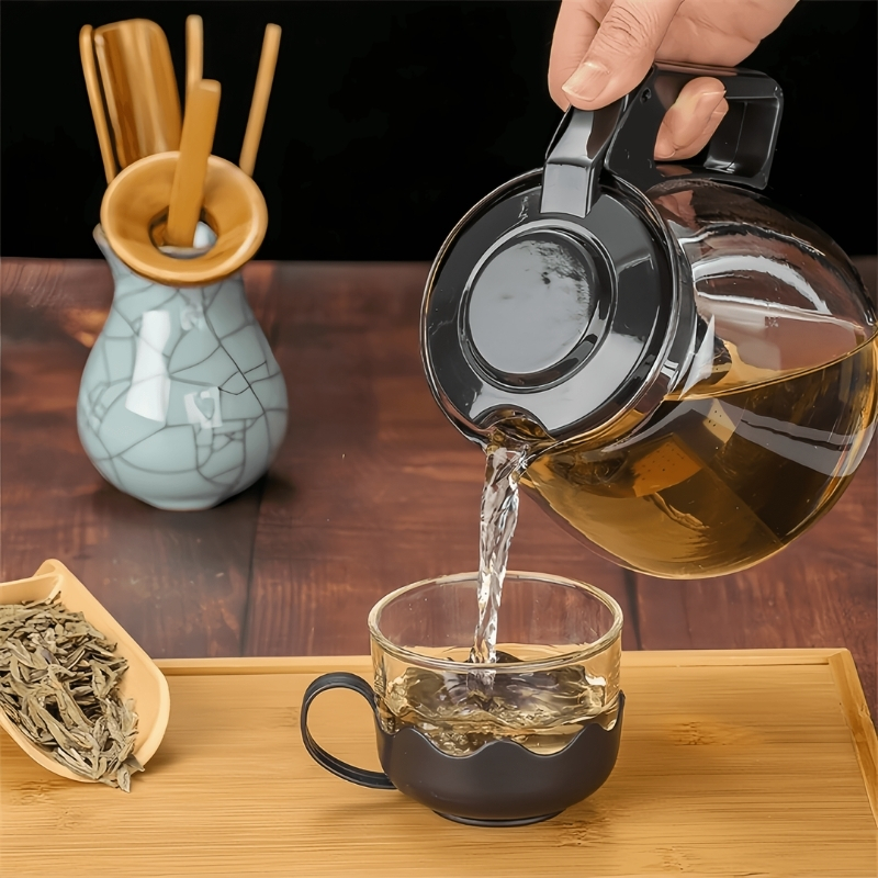 Théière en verre Borosilicate de grande capacité résistante à la chaleur et au froid avec infuseur en acier inoxydable 4