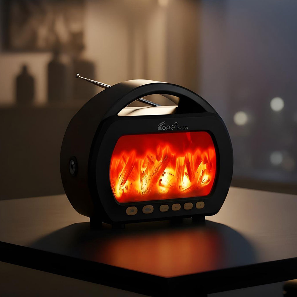 Haut Parleur Bluetooth sans fil Motif Flamme Style Rétro FP-535 - مكبر صوت بلوتوث 4