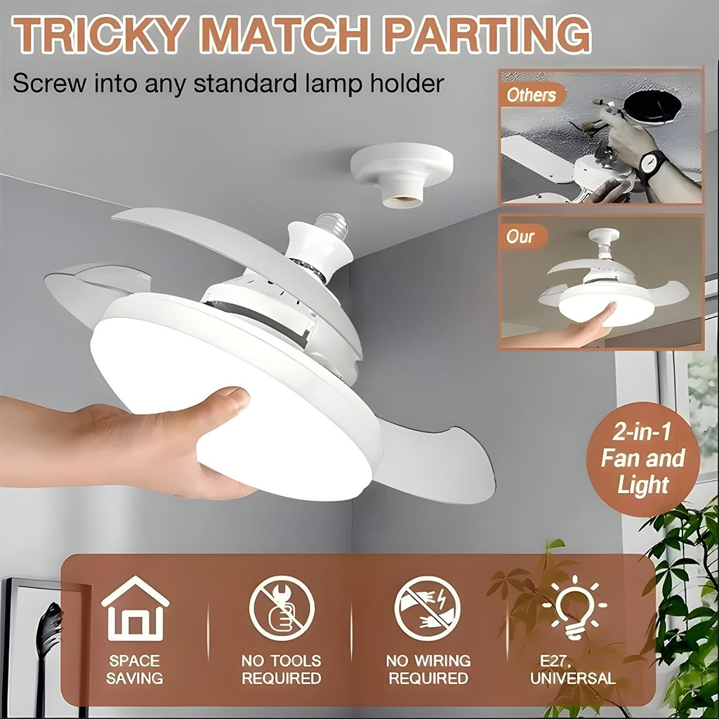 Ventilateur de plafond rétractable avec lumière réglable et télécommande 5