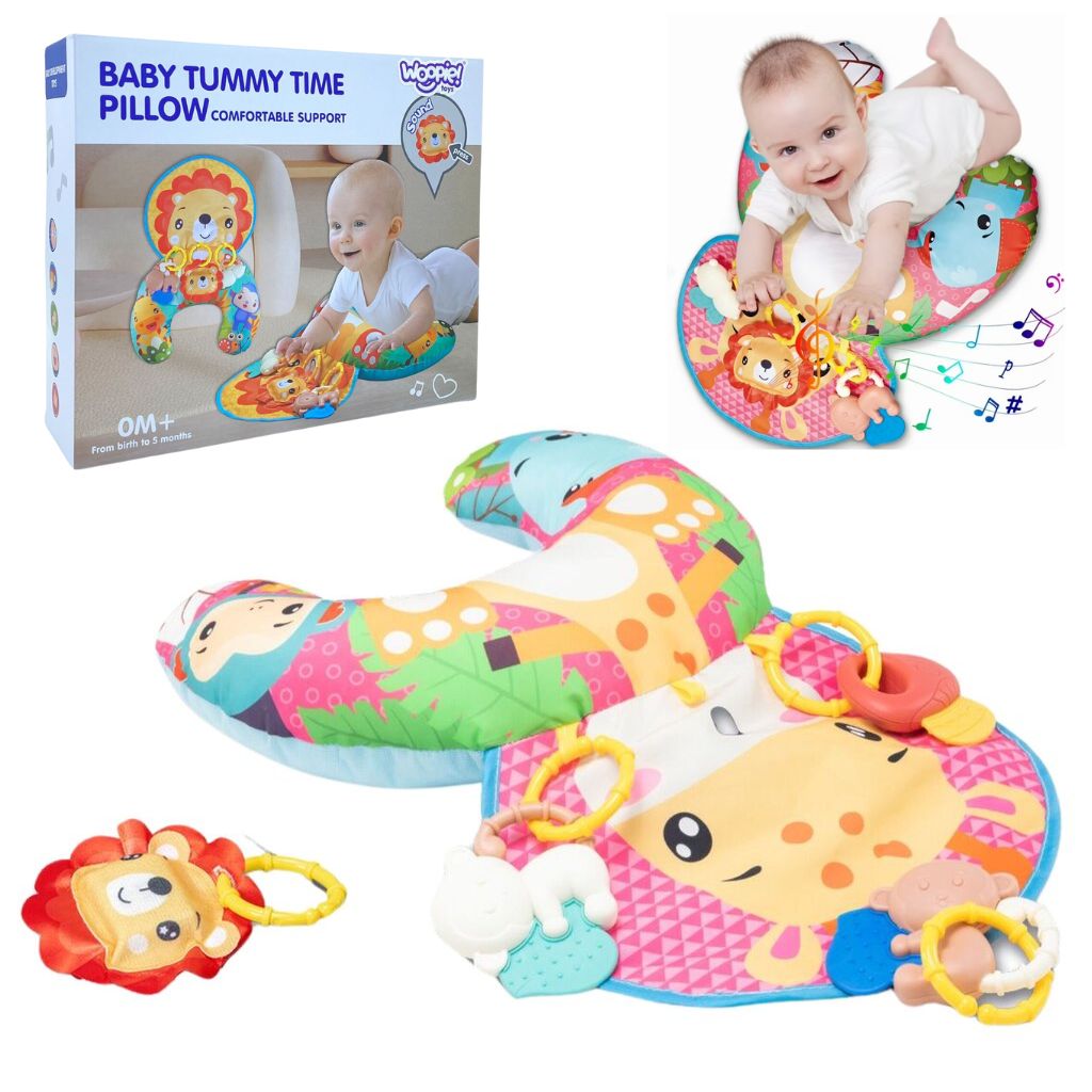 Coussin de Jeu Bébé - Jouet d'Éveil Sensoriel Montessori avec Animaux Sonores – وسادة البطن للرضع 1