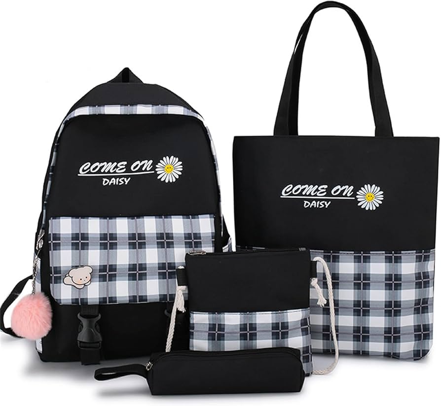Sac à dos marguerite 4 Pcs multifonction pour femmes en toile 2