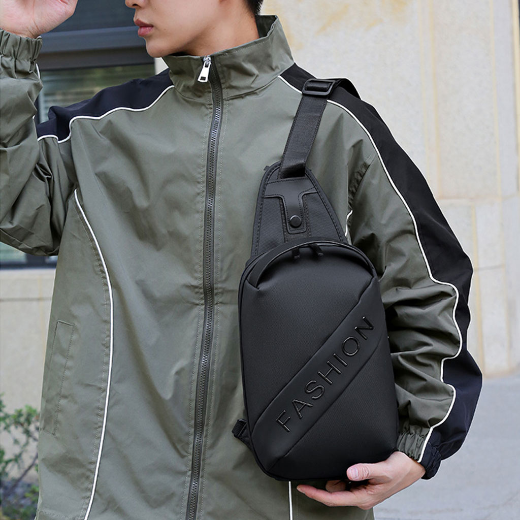 Fashion Black Sac de poitrine décontracté pour hommes avec bandoulière LX068 9