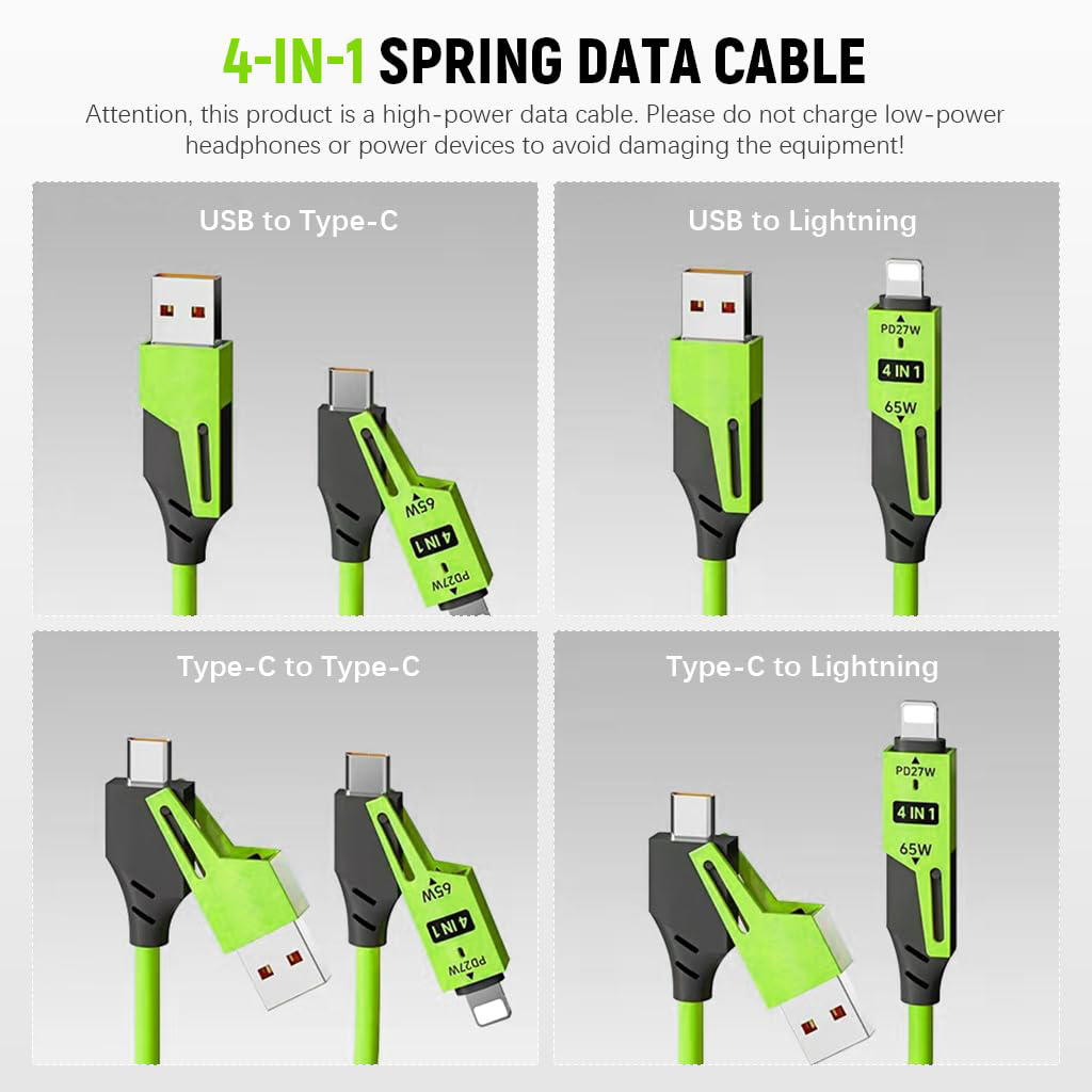 Câble USB 4en1 à Ressort Fast Charge 65 W - كابل شحن سريع 3
