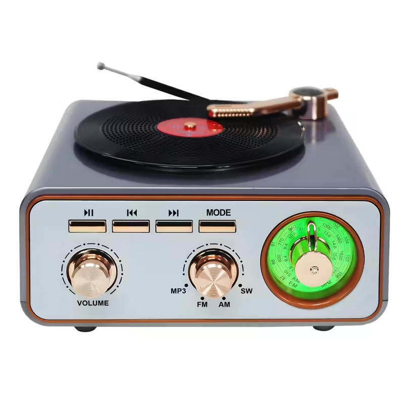 Haut Parleur et Radio tourne-disque vintage Bluetooth Sans Fil - مكبر صوت بلوتوث على شكل راديو 2