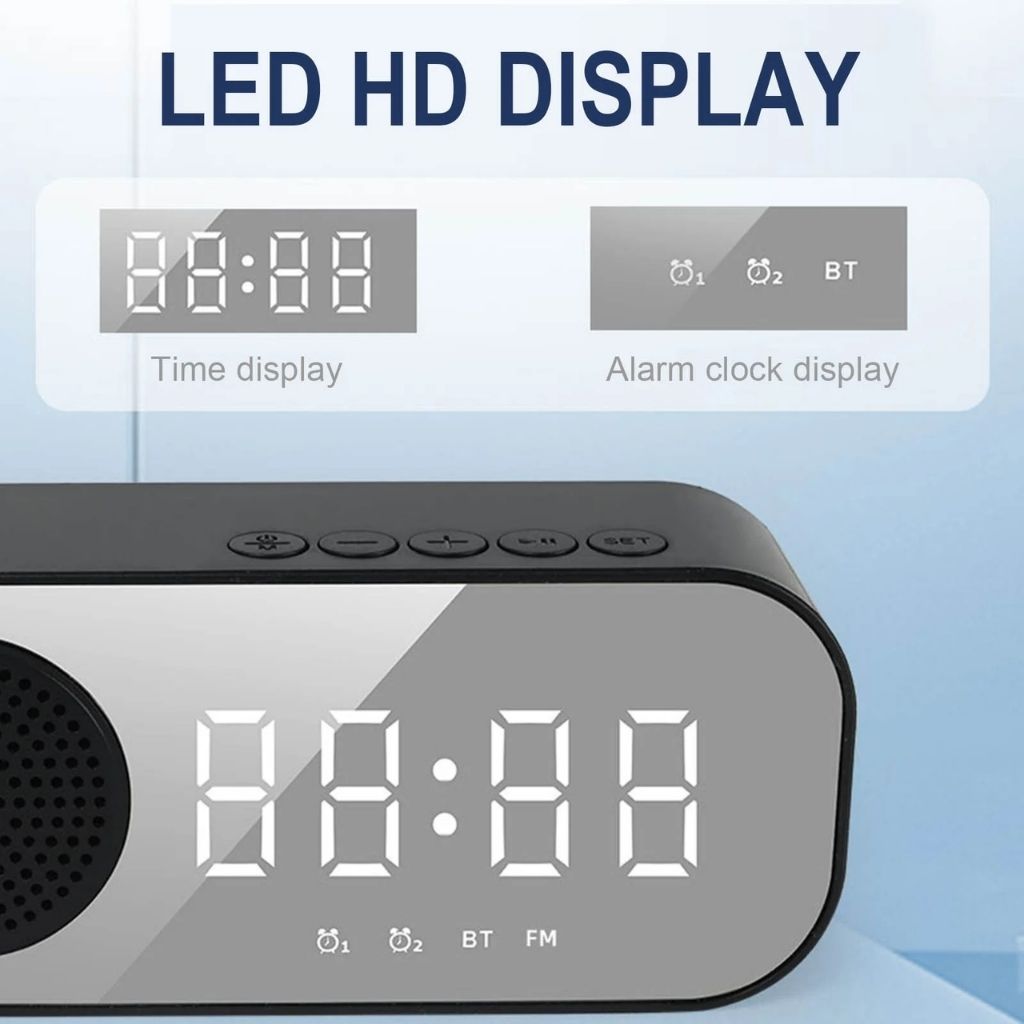 Haut-parleur Bluetooth avec Réveil et Radio FM – مكبر صوت بلوتوث مع منبه وراديو 4