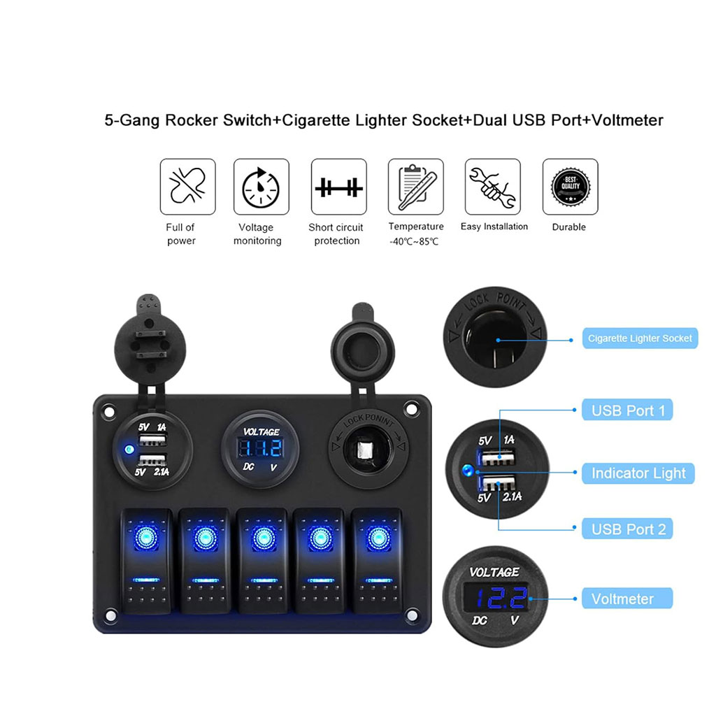 Panneau de commande 12V avec Affichage de Voltage - لوحة تحكم 5