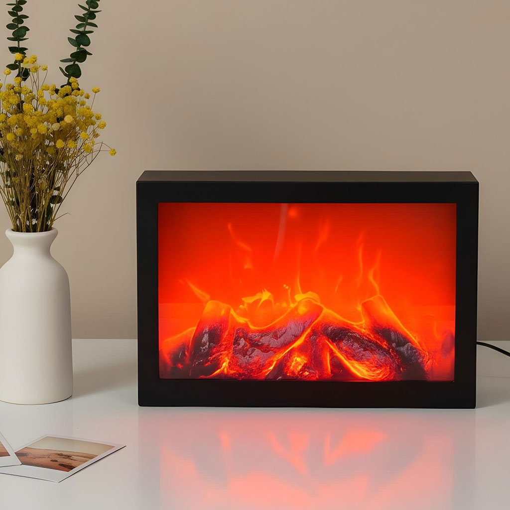 Cheminée LED décorative effet flammes forme rectangulaire V2 3