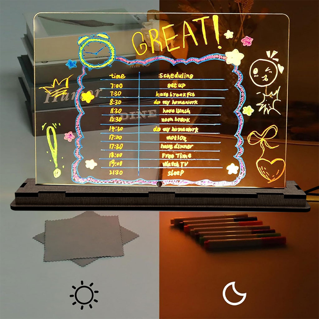 Tableau à Dessin LED coloré avec 4 stylos et Support 30x20cm – لوحة مضيئة للرسم والتلوين 3