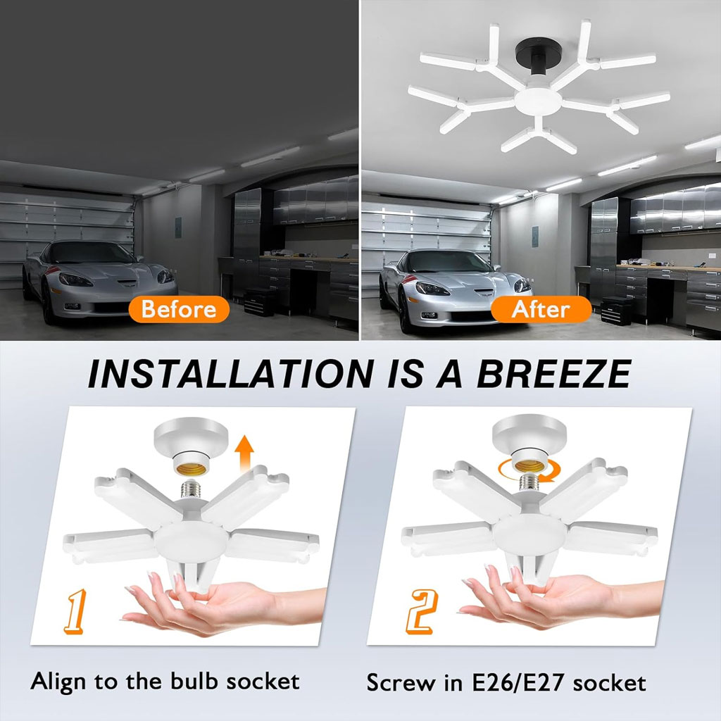 Lampe LED à visser déformable ultra lumineuse 6500K 8