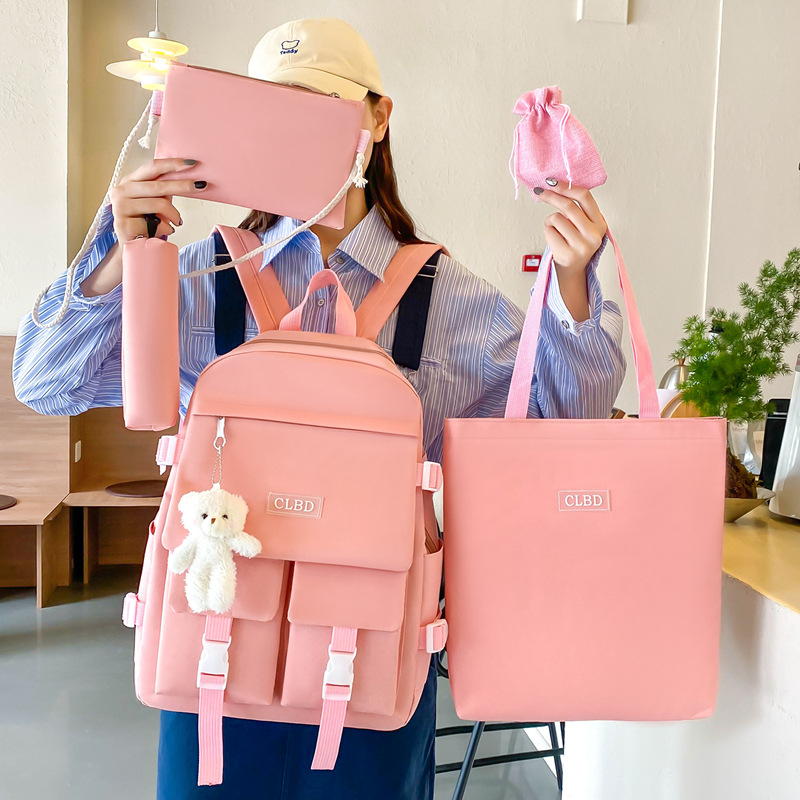 Ensemble de sacs d’école Kawai pour adolescents 5Pcs CLBD V2 Rose – محفظة 5 قطع كاواي وردي 4