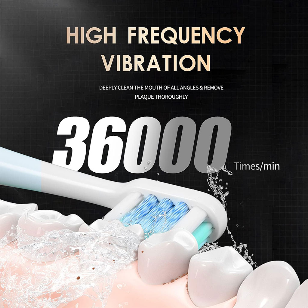 Brosse à dents électrique sonique 6 modes réglables avec 4 têtes - فرشاة أسنان 2