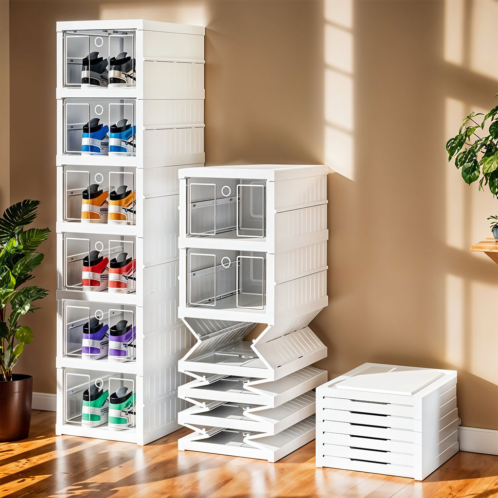 Étagère à chaussures pliable transparente à 6 niveaux facile à ranger - منظم أحذية قابل للطي وسهل التركيب 2