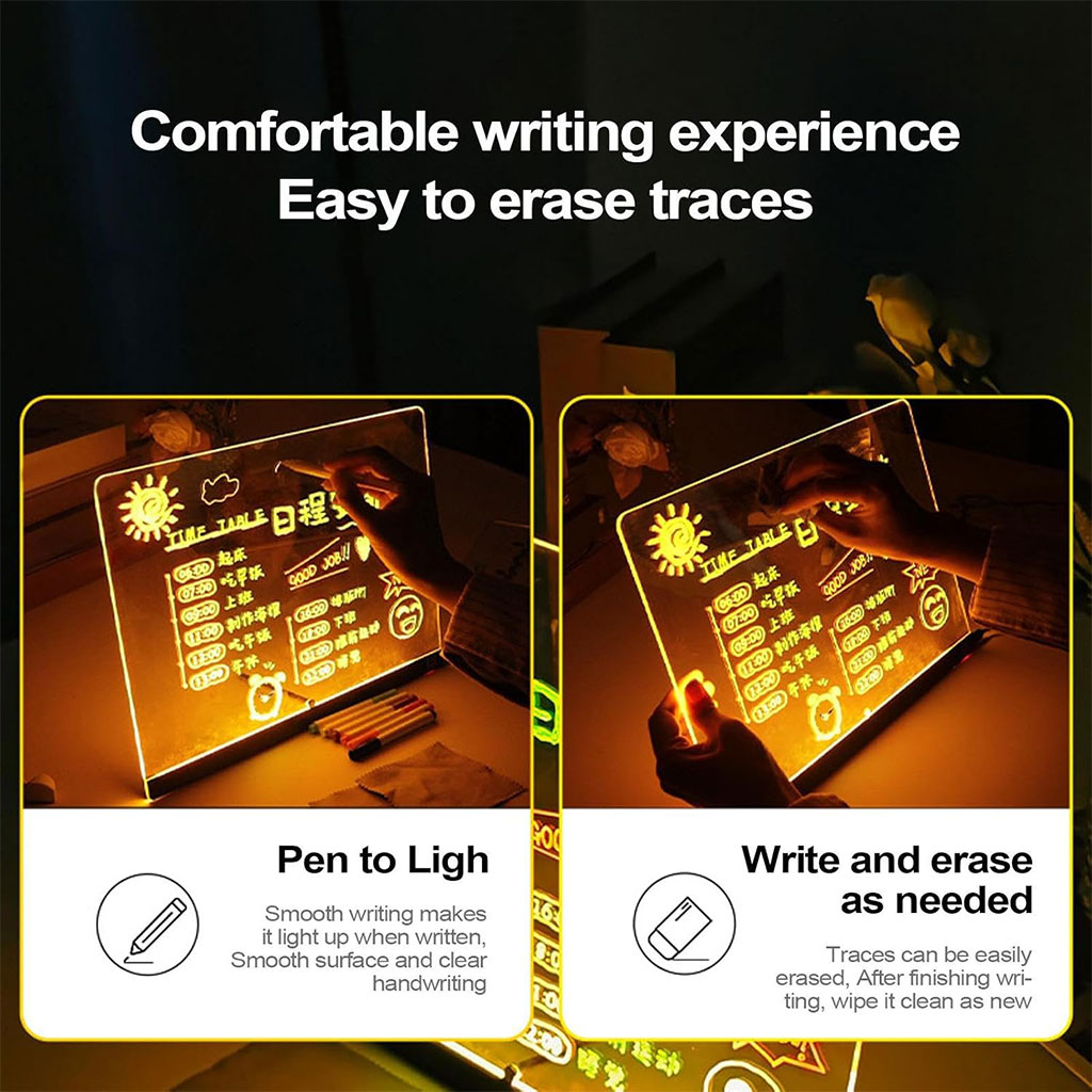 Tableau à Dessin LED coloré avec 4 stylos et Support 30x20cm – لوحة مضيئة للرسم والتلوين 2