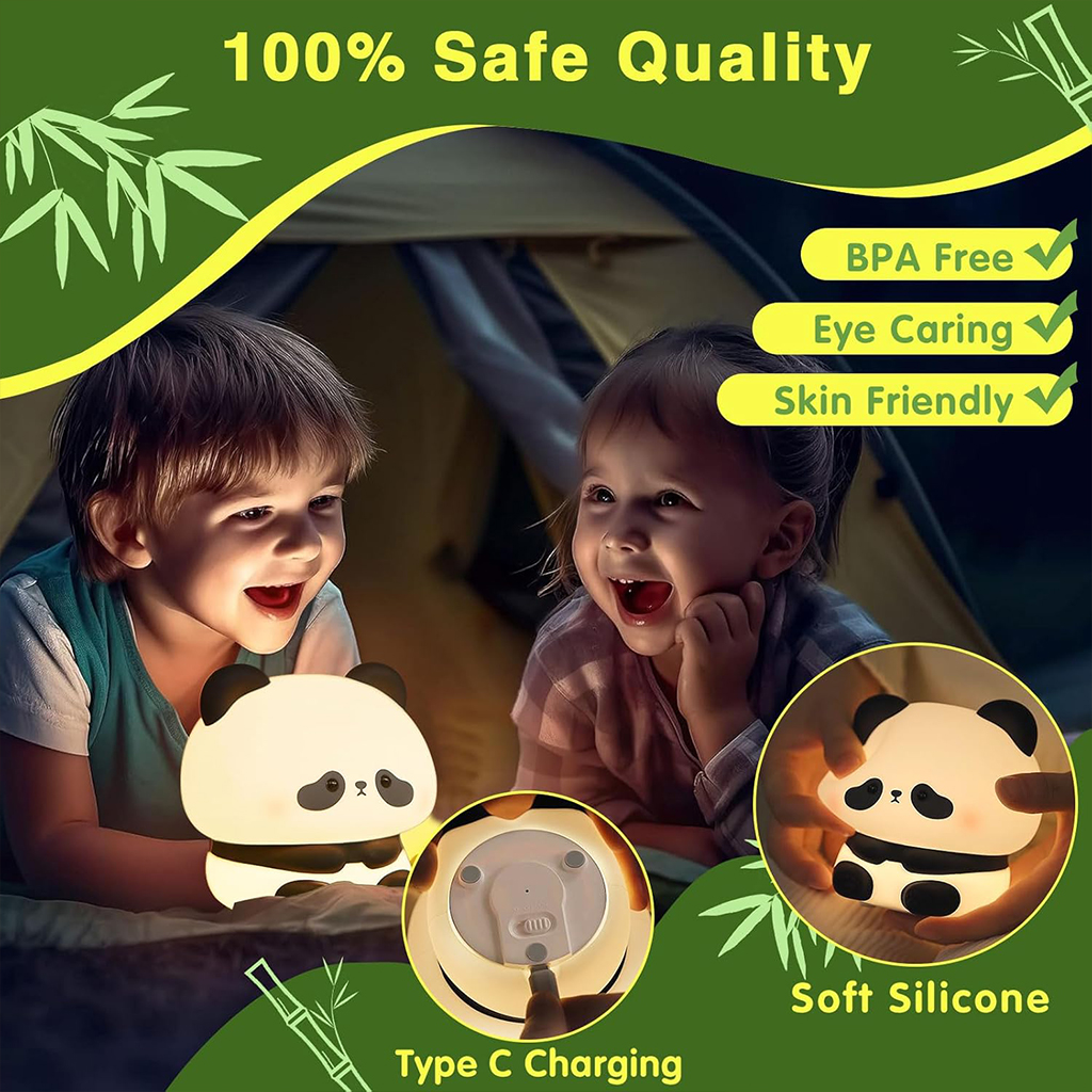 Veilleuse en Silicone Forme Panda pour Chambre d'enfant Rechargeable 6