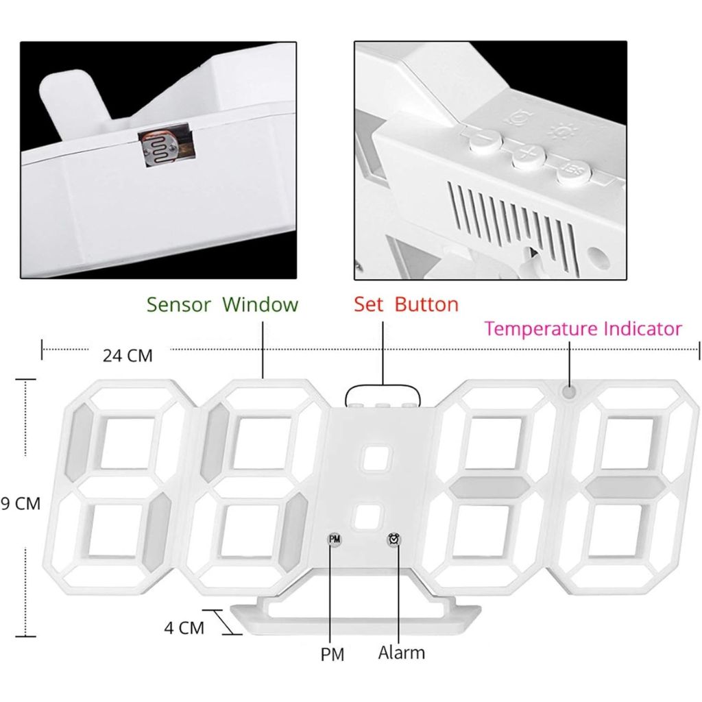 Horloge Numérique 3D LED pour Mur et bureau GH8018 – ساعة رقمية ثلاثية الأبعاد حائط و مكتب 2