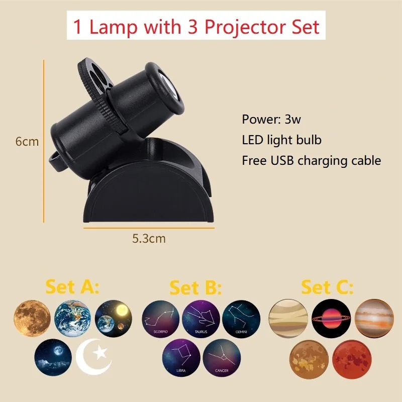 Lampe de projection de ciel étoilé avec 15 motifs - مصباح عرض القمر 6