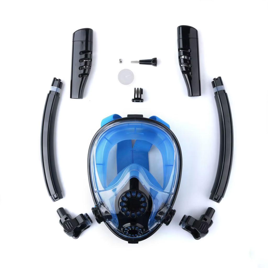 Masque de Plongée Intégral 180 ° Grande vue Anti-buée avec Double Tubes- قناع غوص إحترافي 2