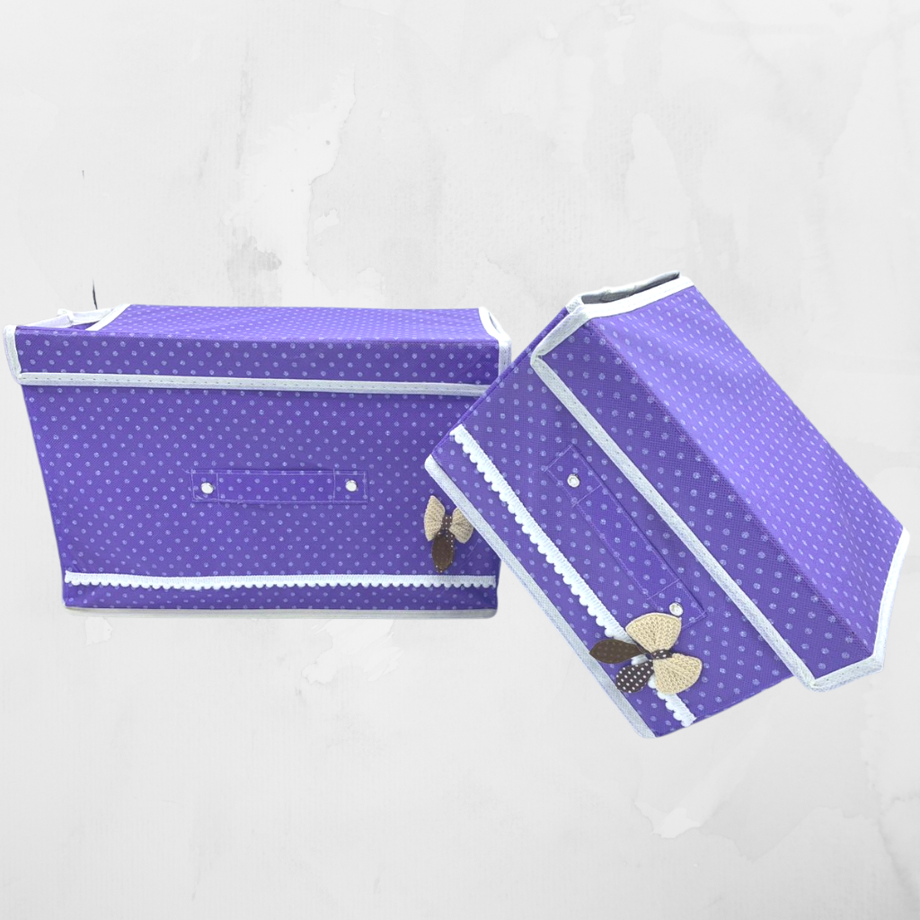 Pack 2 Coffre de Rangement Pliable Pour Vêtements en Tissu de lin de coton 5