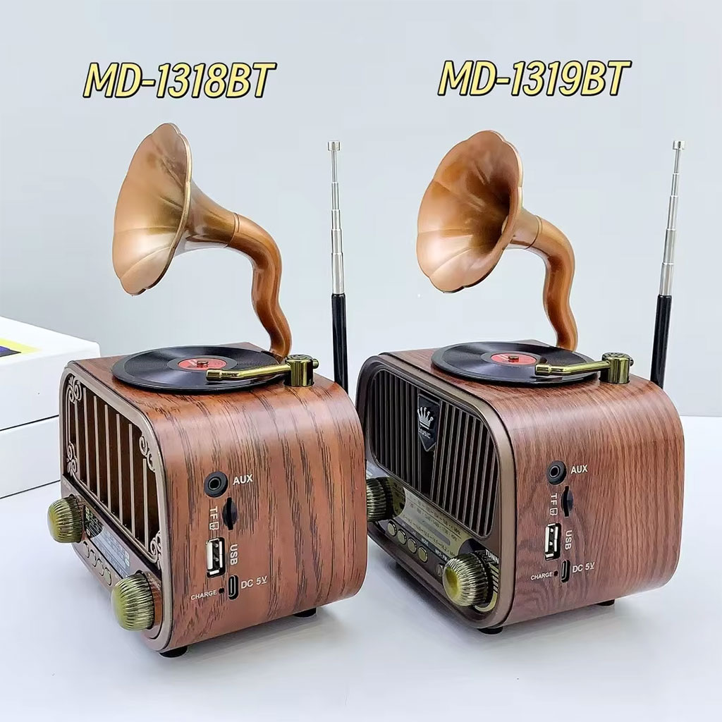 Radio rétro sans fil Bluetooth FM AM SW avec USB TF MD-1319BT - مكبر صوت بلوتوث على شكل راديو 6