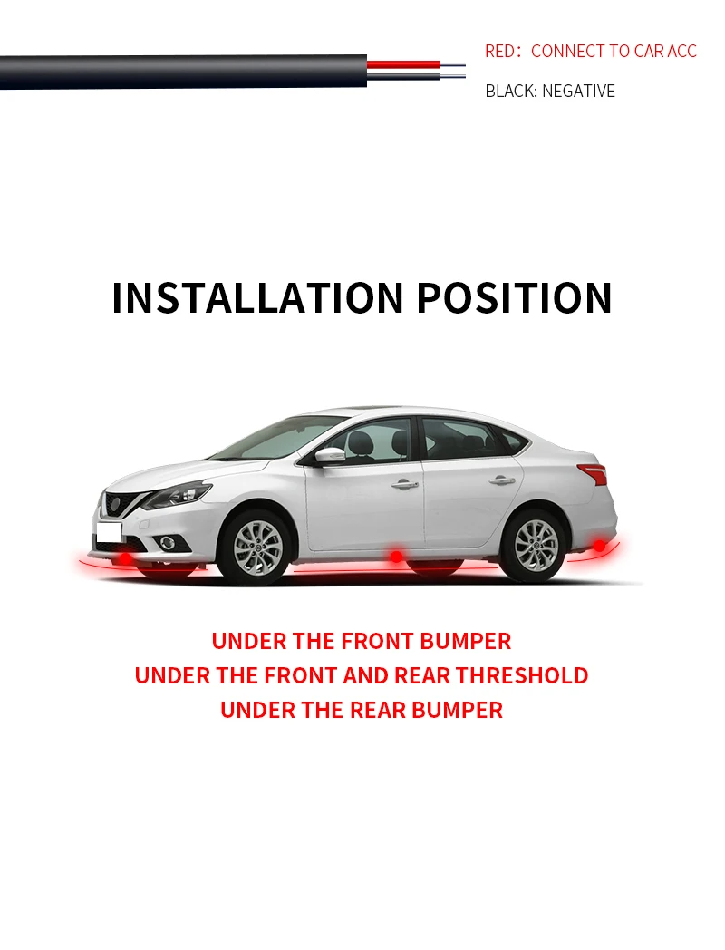 App Smart Bande lumineuse Neon RGB de chassis avec capteur de son Underglow pour voiture 12V 6